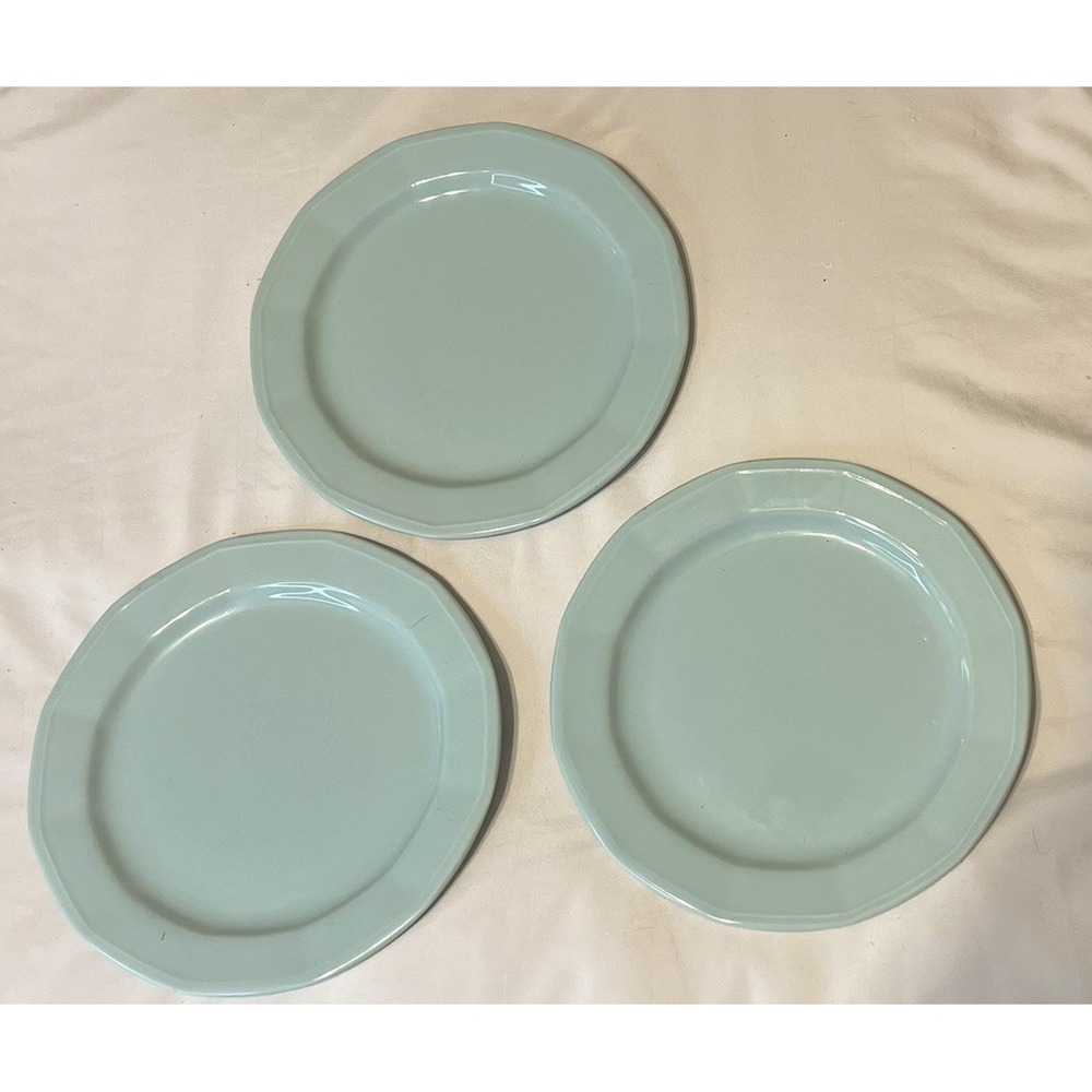 Set of 3 Century Stoneware Aqua Blue Green Dessert Salad Plates‎ Saucers Japan